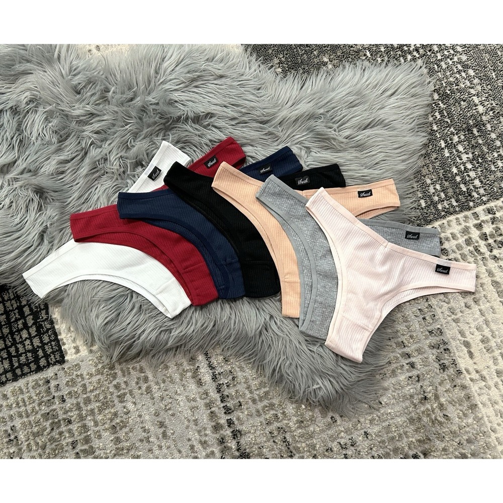 Women's 7‎ Piece Ribbed No Show Sexy Thong Bundle NEW Size Medium